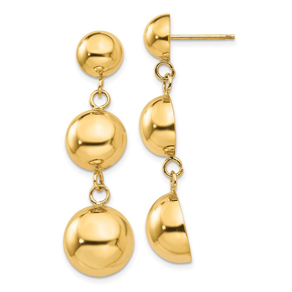 14k Yellow Gold 12 mm Polished Half Ball Dangle Earrings (4.78 grams)