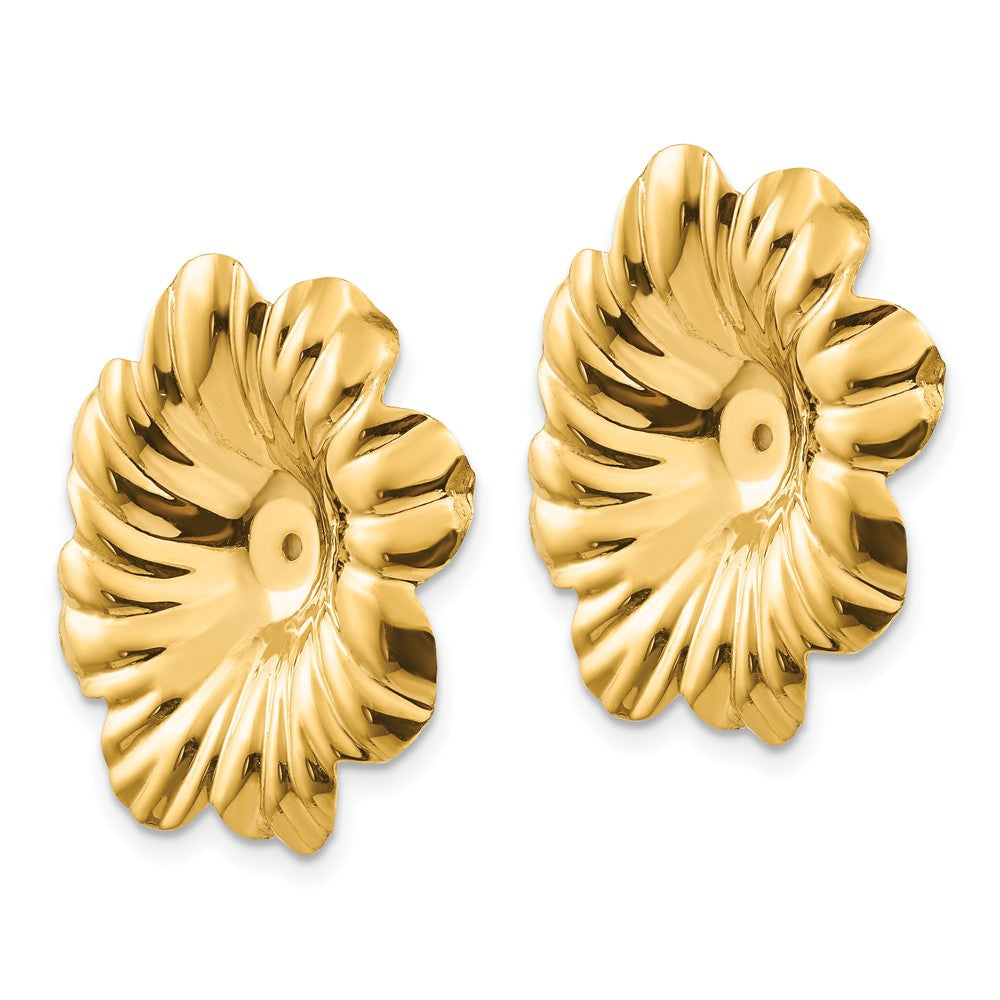 14k Yellow Gold 23 mm Polished Floral Earring Jackets (2.19 grams)