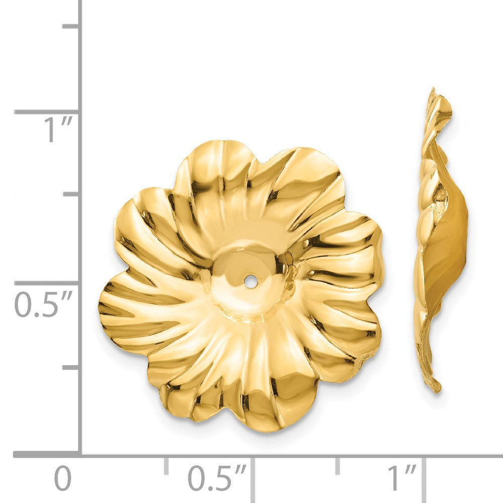 14k Yellow Gold 23 mm Polished Floral Earring Jackets (2.19 grams)