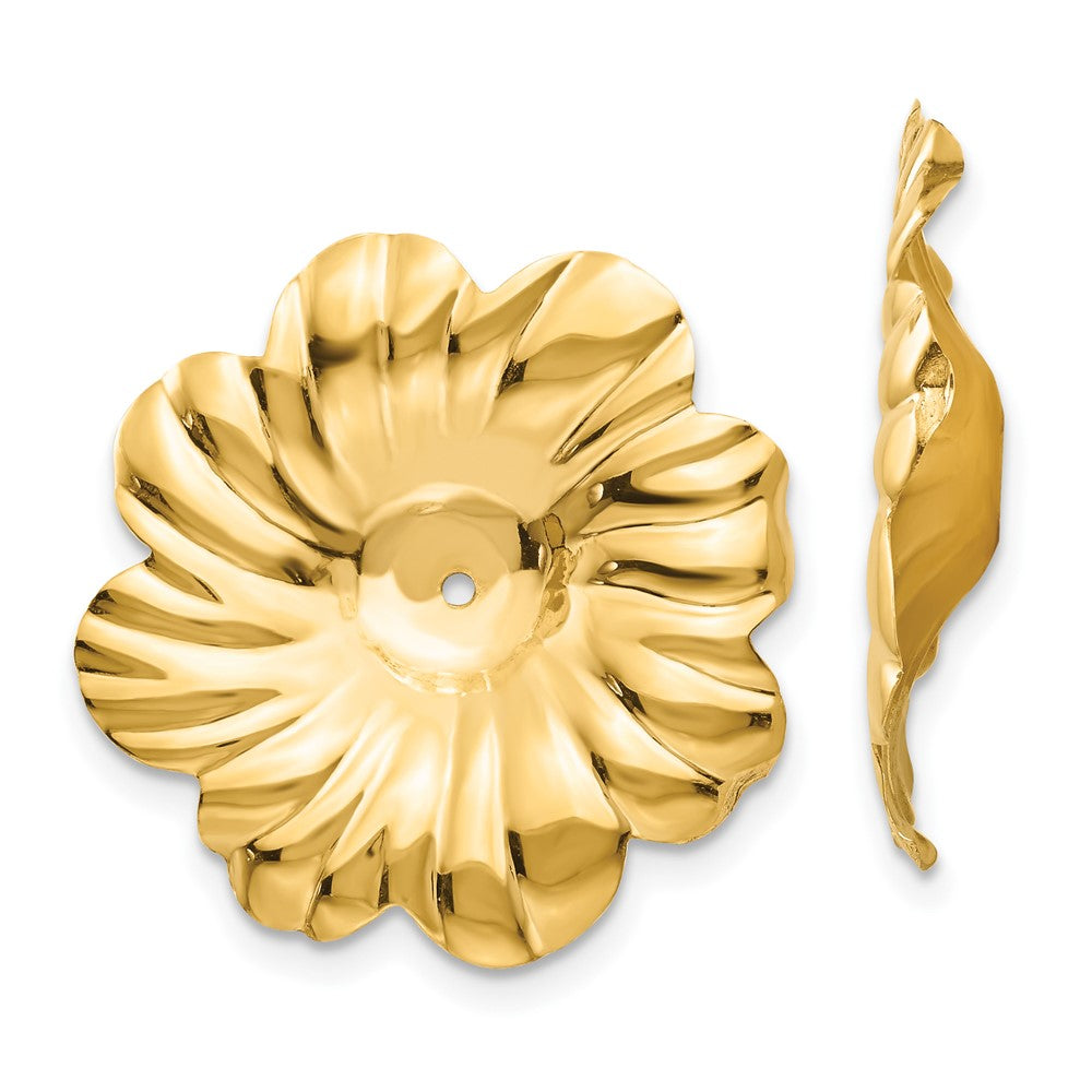 14k Yellow Gold 23 mm Polished Floral Earring Jackets (2.19 grams)