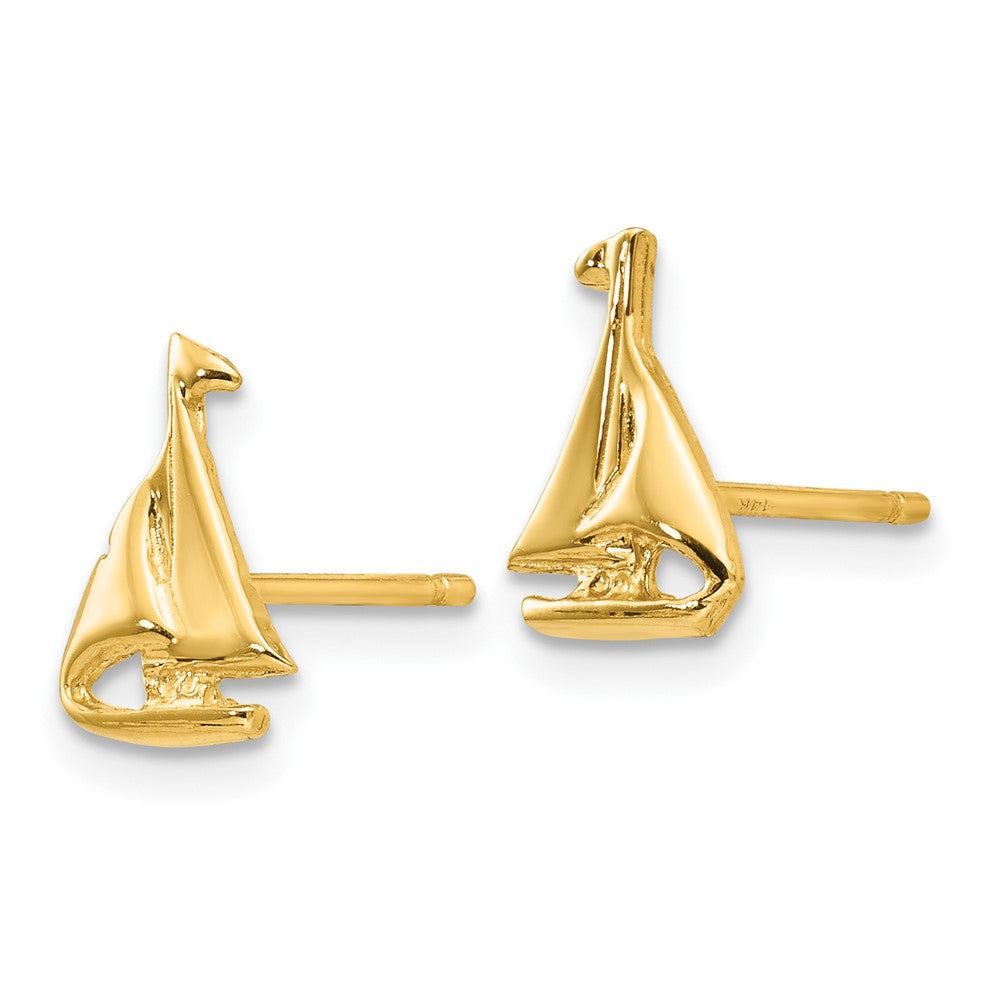 14k Yellow Gold 7 mm Sail Boat Earrings (0.91 grams)