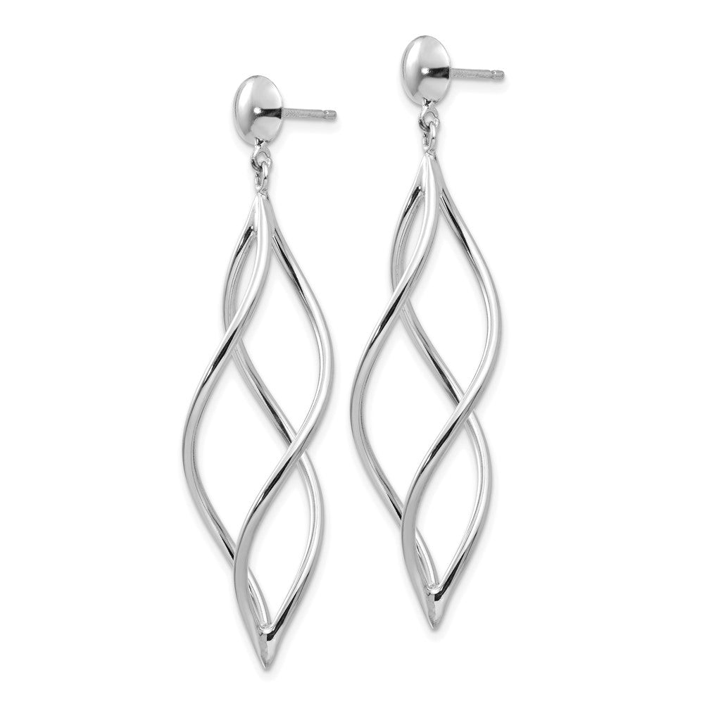 14k White Gold 12 mm Swirl Dangle Earrings (2.18 grams)