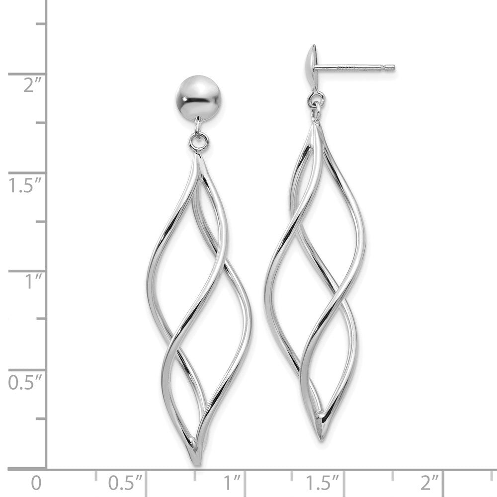 14k White Gold 12 mm Swirl Dangle Earrings (2.18 grams)