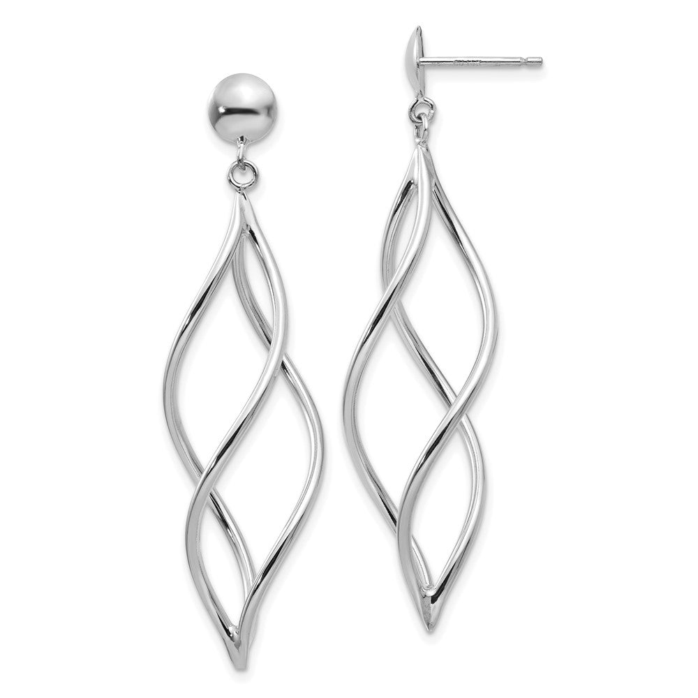 14k White Gold 12 mm Swirl Dangle Earrings (2.18 grams)