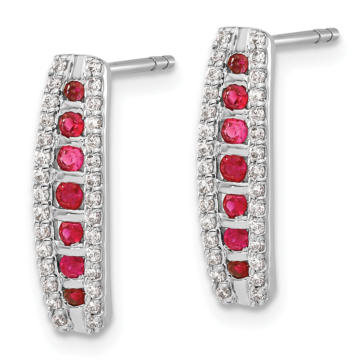 14k White Gold Diamond and Ruby Fancy Earrings (2.1 grams)