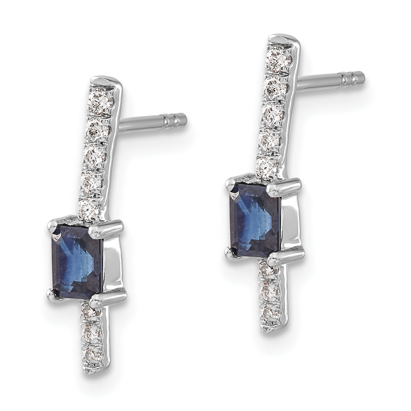 14k White Gold Diamond and Sapphire Fancy Earrings (1.4 grams)