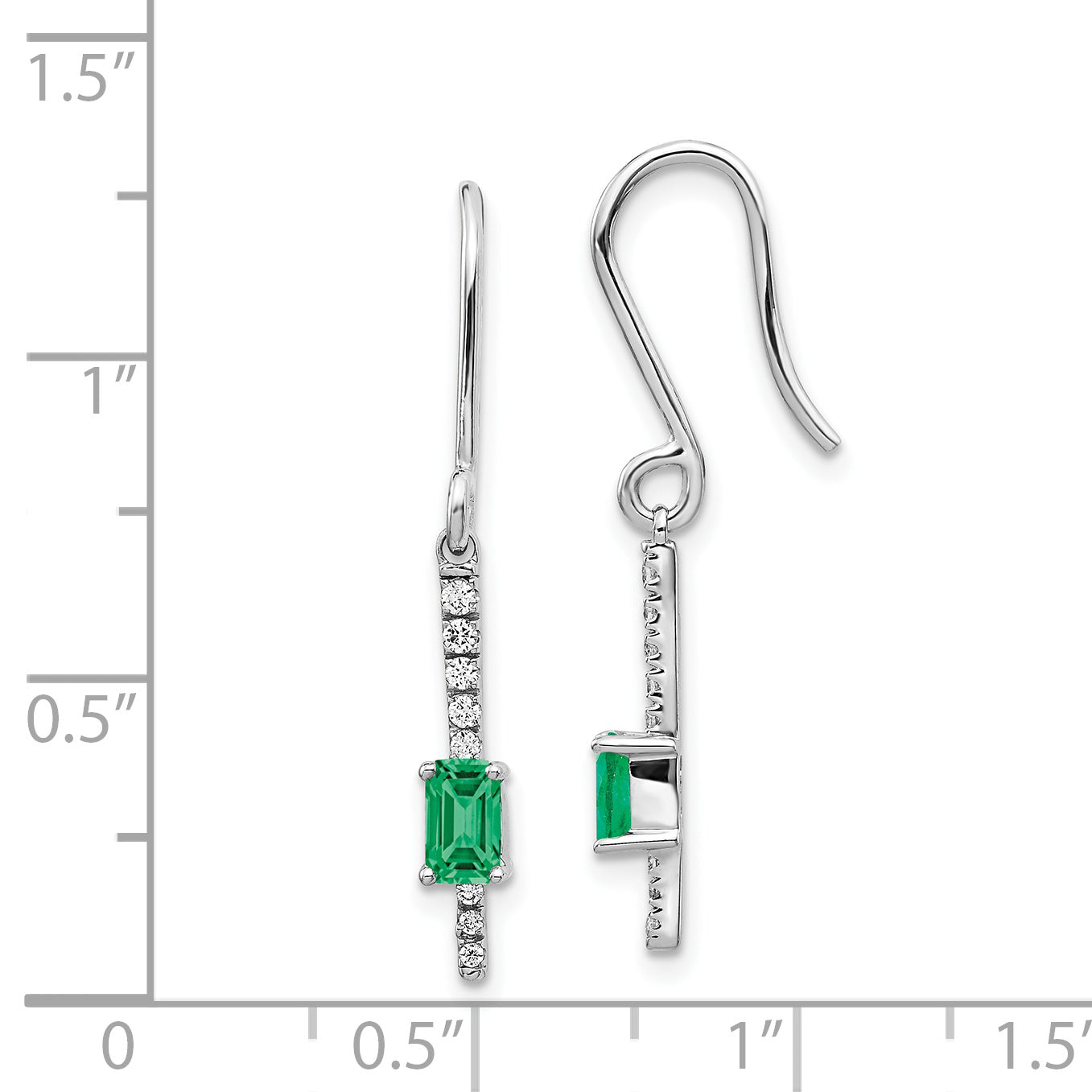 14k White Gold Diamond and Emerald Fancy Earrings (1.7 grams)