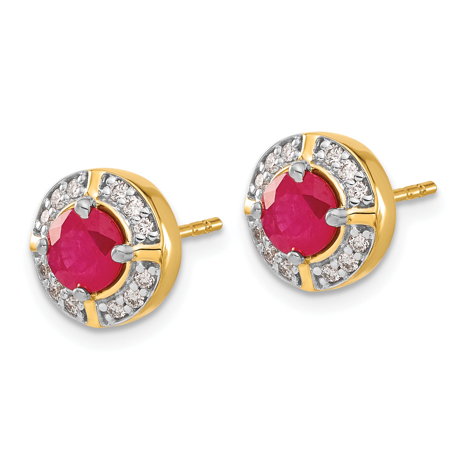 14k Diamond and Ruby Fancy Halo Earrings (3.2 grams)