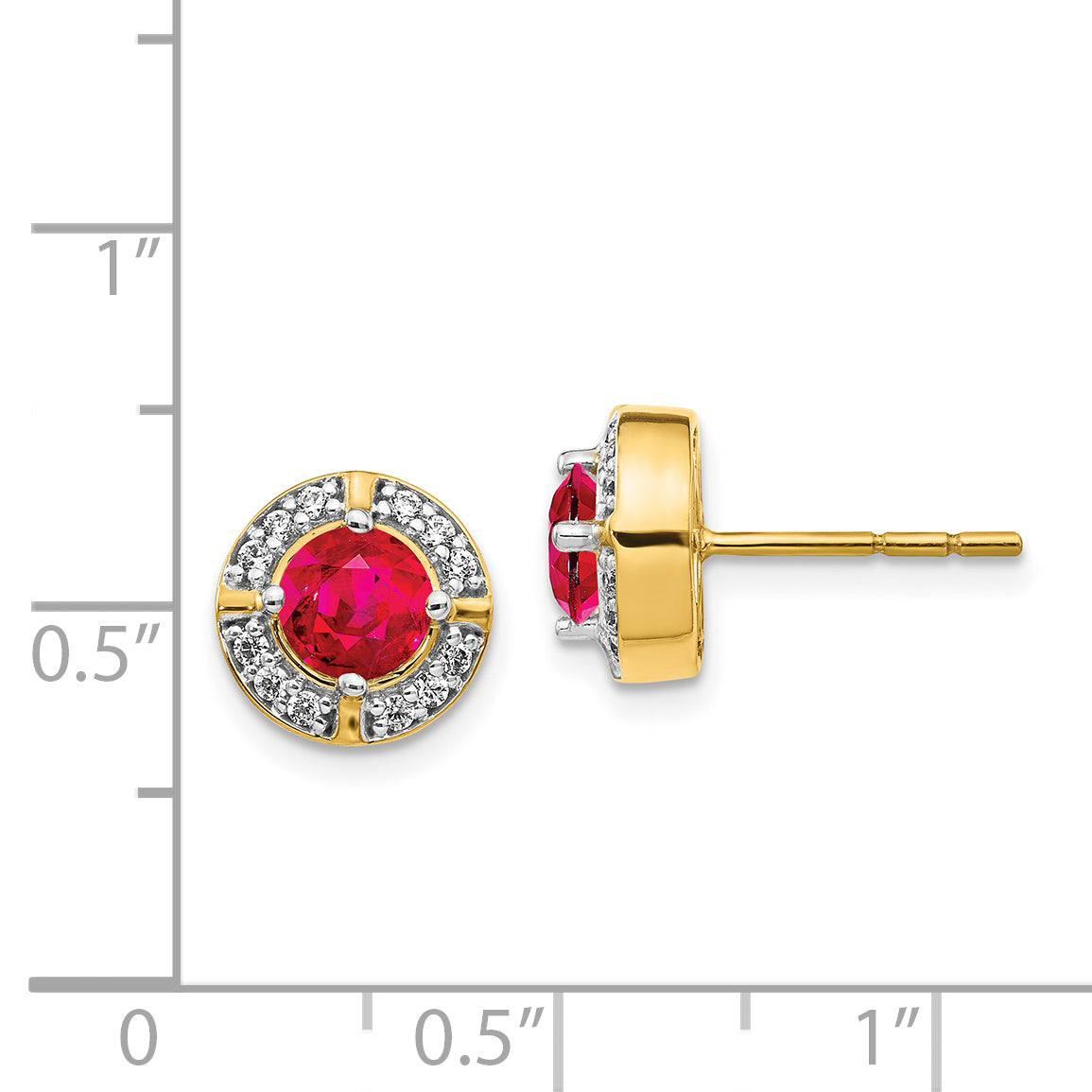 14k Diamond and Ruby Fancy Halo Earrings (3.2 grams)
