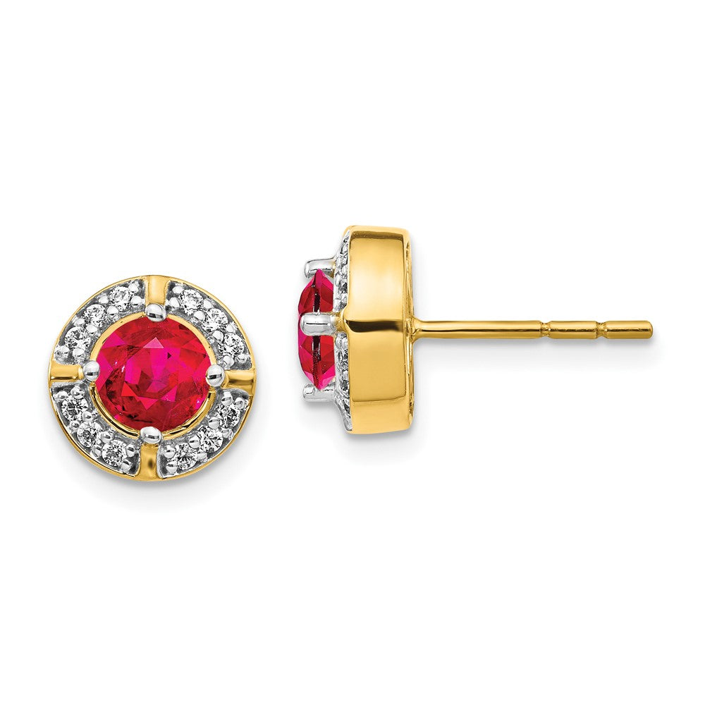 14k Diamond and Ruby Fancy Halo Earrings (3.2 grams)