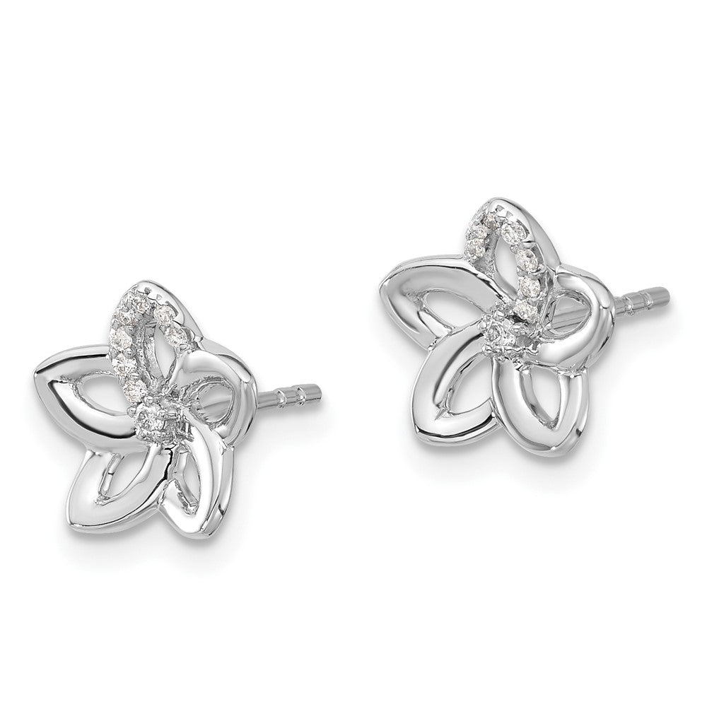 14k White Gold 10 mm Diamond Flower Earrings (1.57 grams)