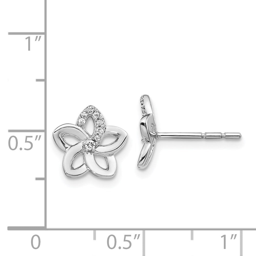 14k White Gold 10 mm Diamond Flower Earrings (1.57 grams)