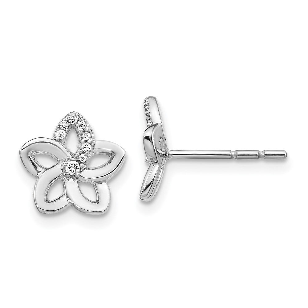 14k White Gold 10 mm Diamond Flower Earrings (1.57 grams)