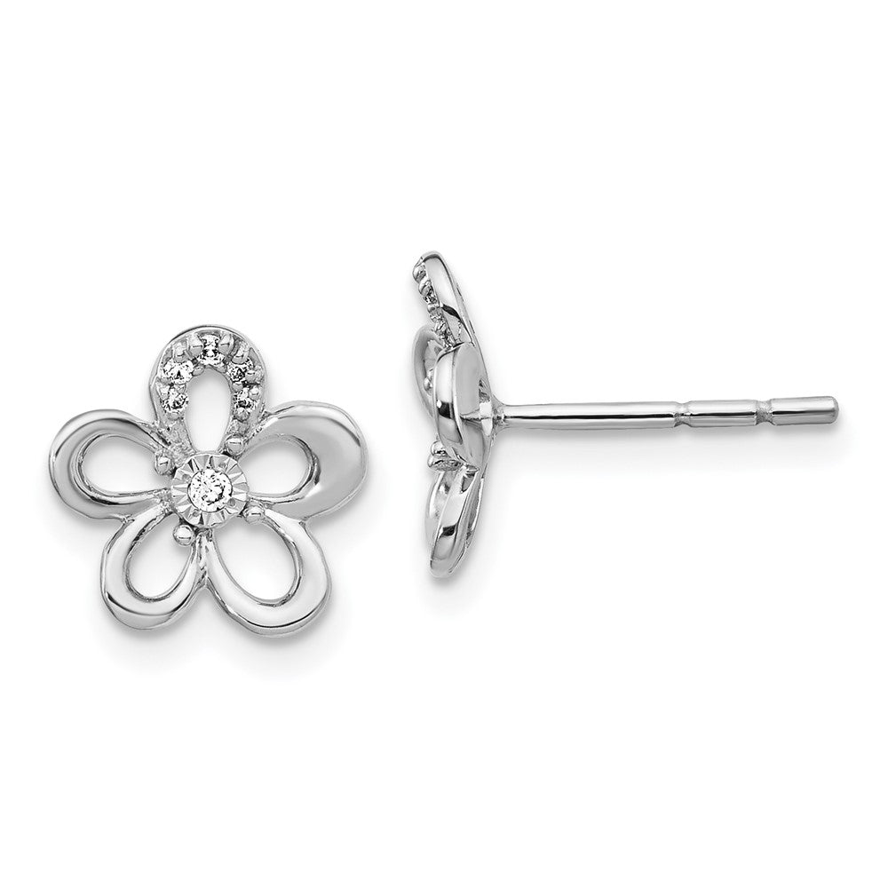 14k White Gold 11 mm Diamond Flower Earrings (1.55 grams)