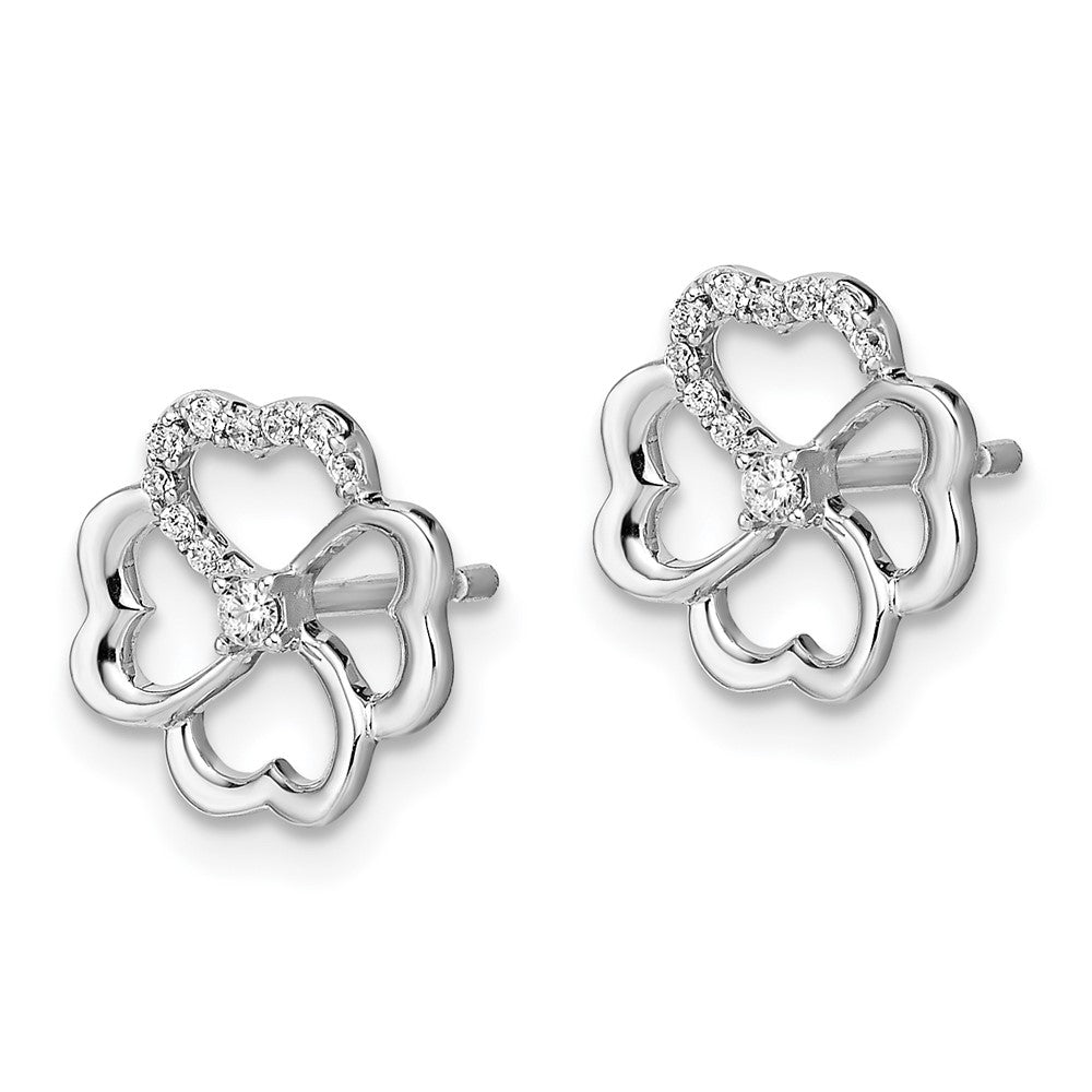 14k White Gold 9 mm Diamond Fancy Clover Earrings (1.19 grams)
