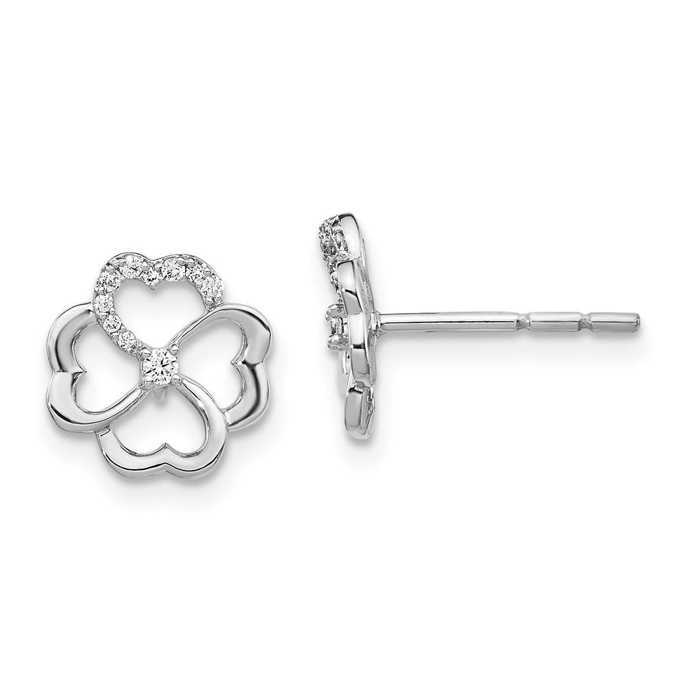 14k White Gold 9 mm Diamond Fancy Clover Earrings (1.19 grams)