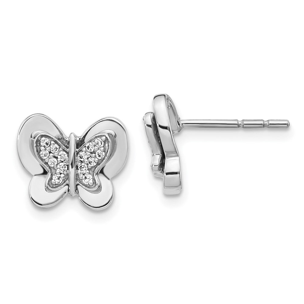 14k White Gold 11 mm Diamond Butterfly Earrings (2.52 grams)