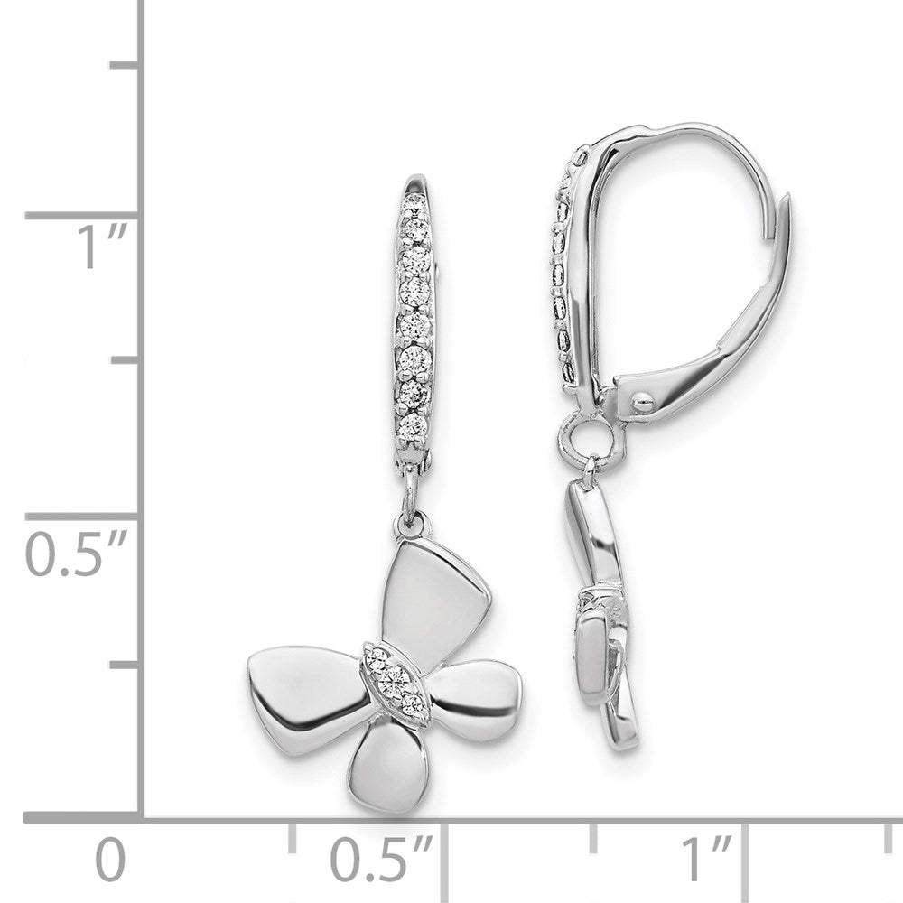 14k White Gold 12 mm Diamond Butterfly Leverback Earrings (2.57 grams)