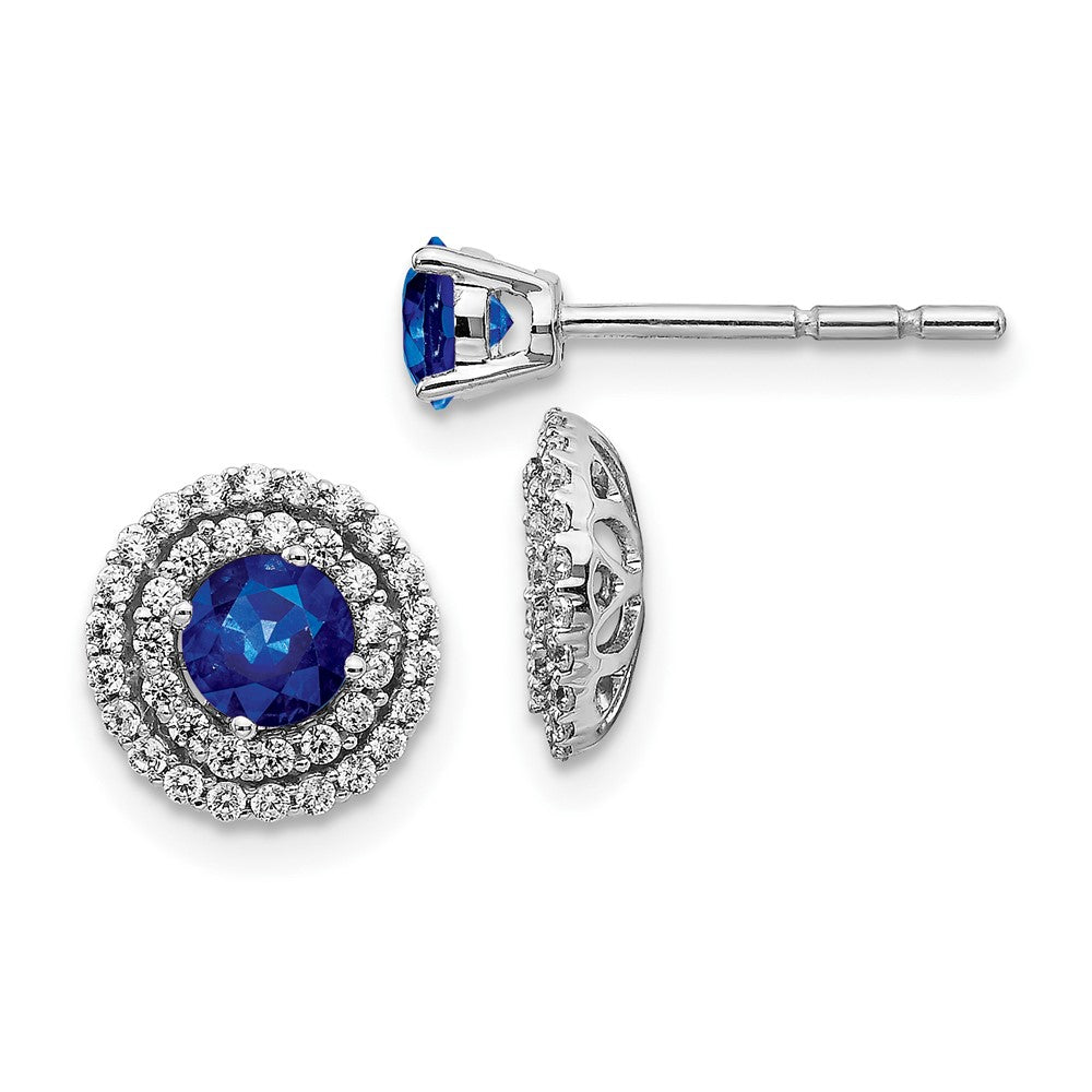 14k White Gold Diamond and Sapphire Stud w/ Jacket Earrings (1.65 grams)