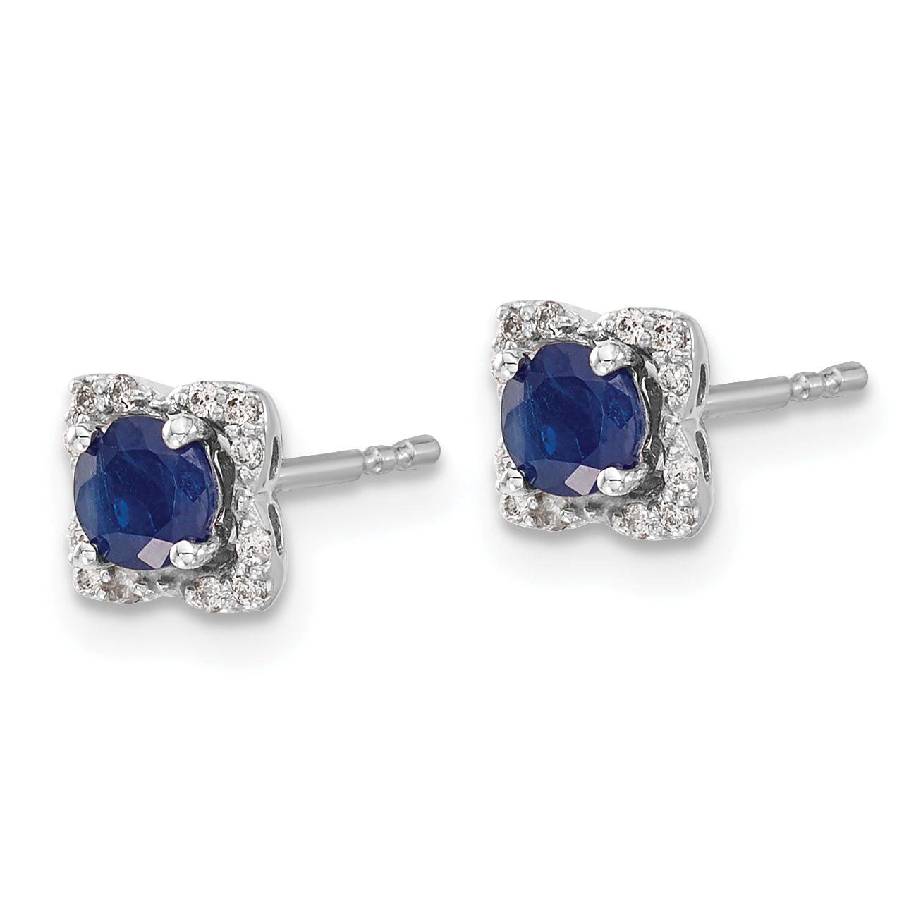 14k White Gold Diamond and Sapphire Stud w/Jacket Earrings (1.5 grams)