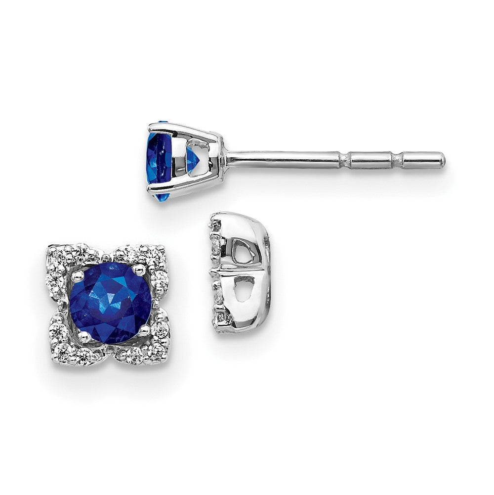 14k White Gold Diamond and Sapphire Stud w/Jacket Earrings (1.5 grams)