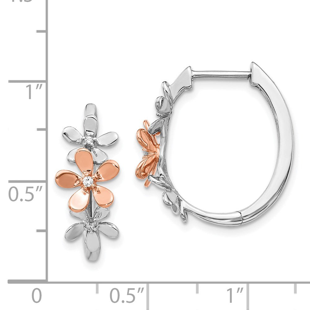14k Two-tone 20 mm Rose and White Gold Diamond Earrings (3.8 grams)