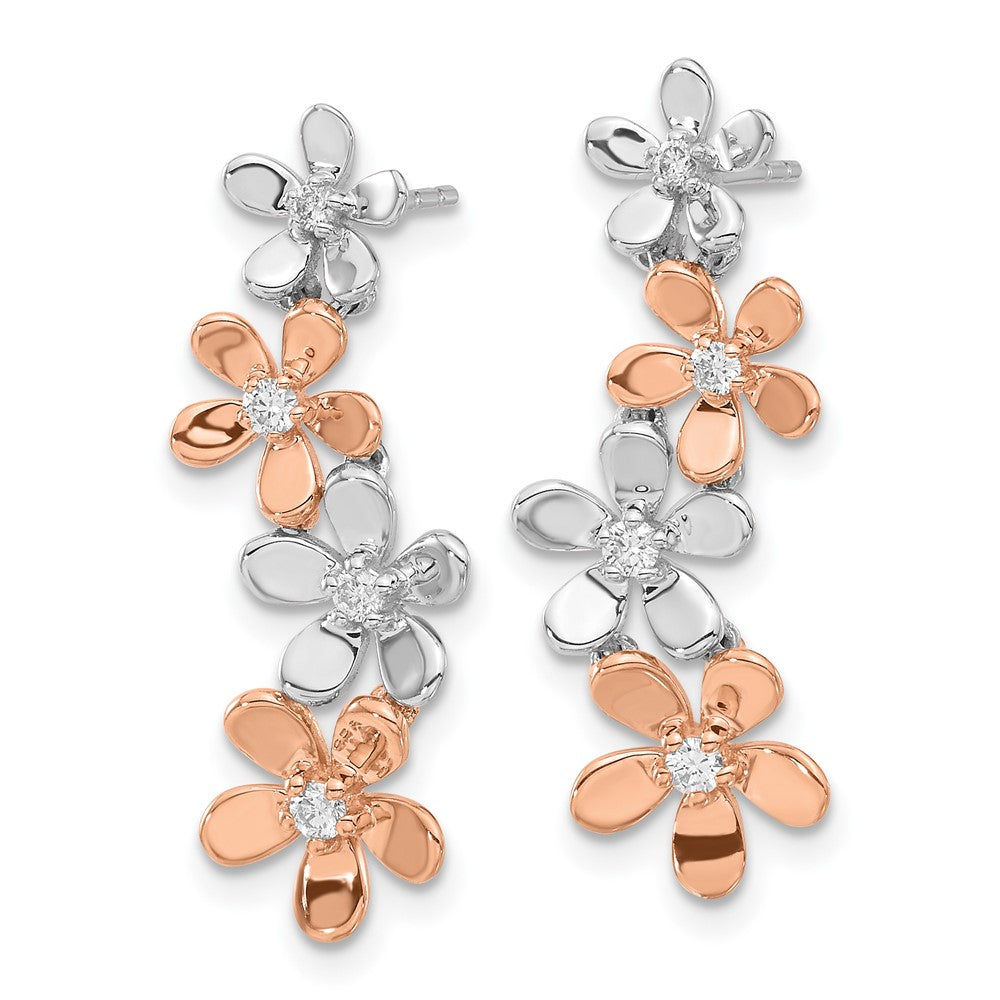 14k Two-tone 9 mm Rose and White Gold Diamond Earrings (3.28 grams)