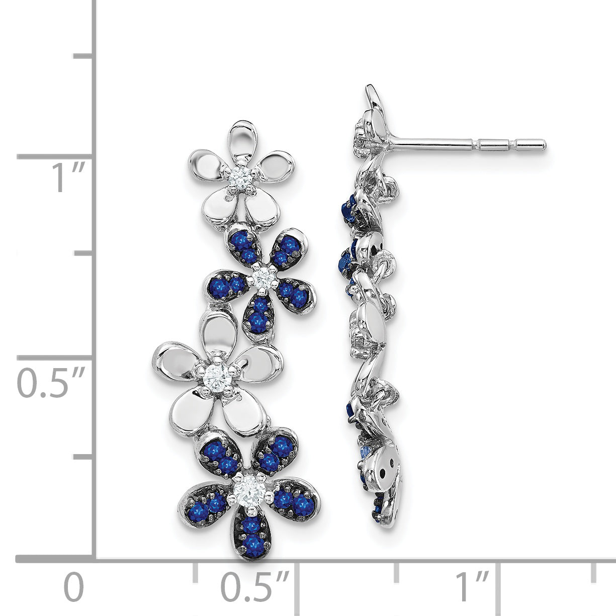 14k White Gold Diamond and Sapphire Earrings (3.75 grams)