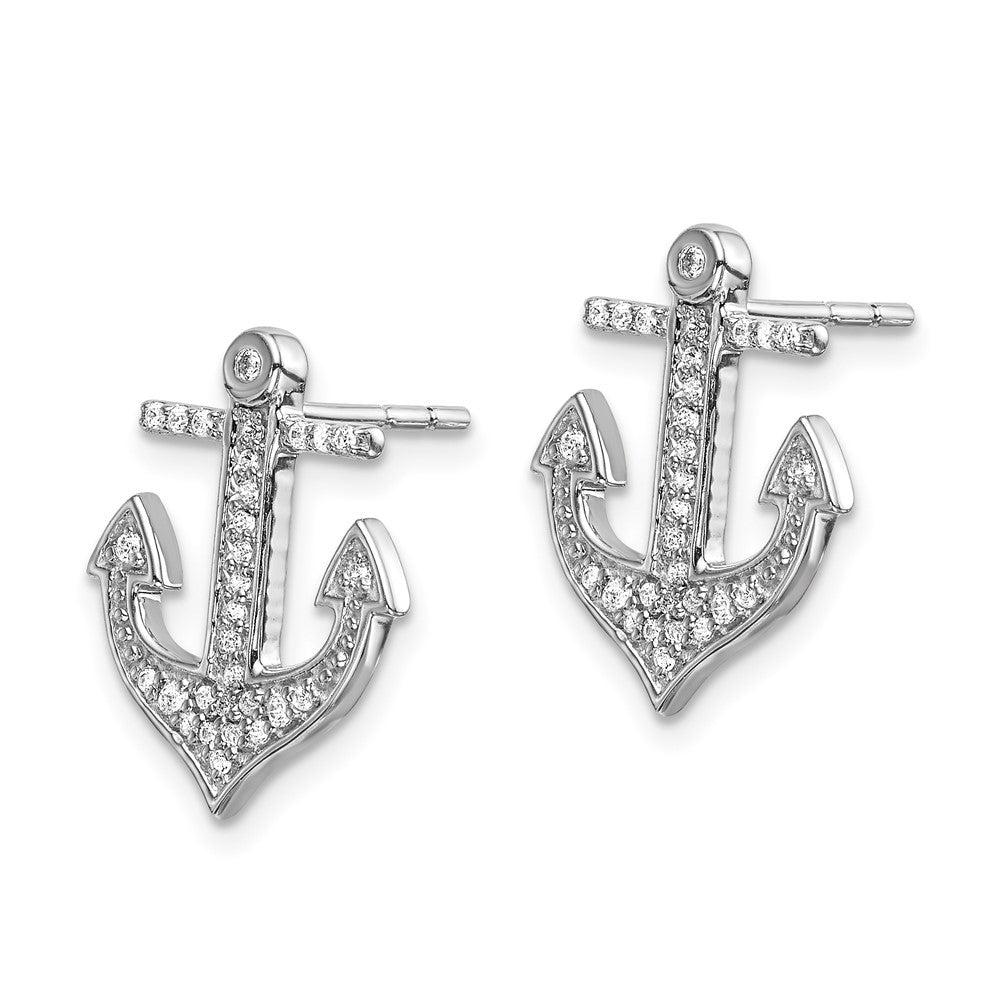14k White Gold 13 mm Diamond Anchor Earrings (2.57 grams)