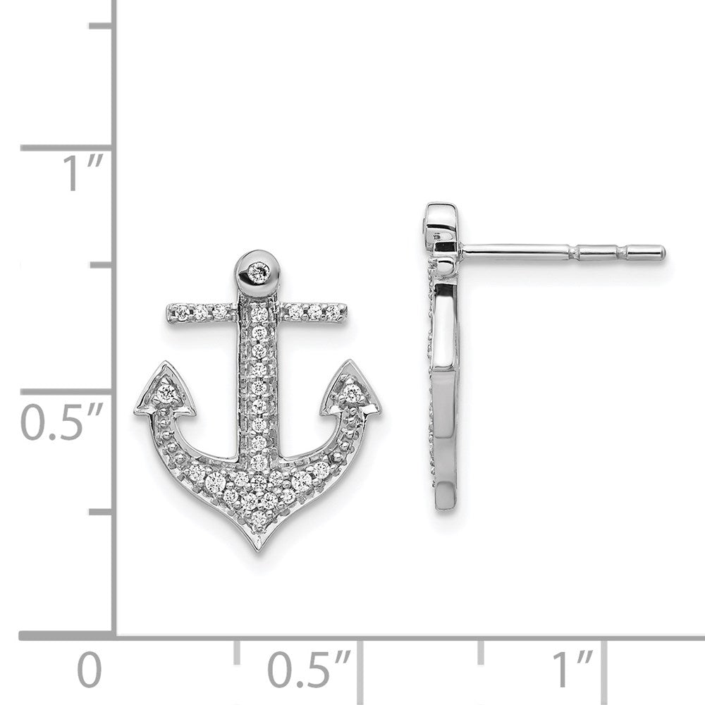 14k White Gold 13 mm Diamond Anchor Earrings (2.57 grams)