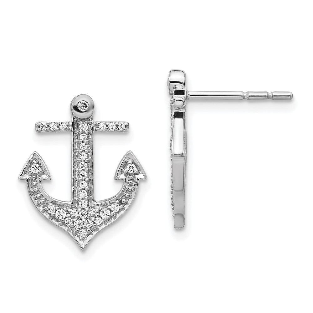 14k White Gold 13 mm Diamond Anchor Earrings (2.57 grams)
