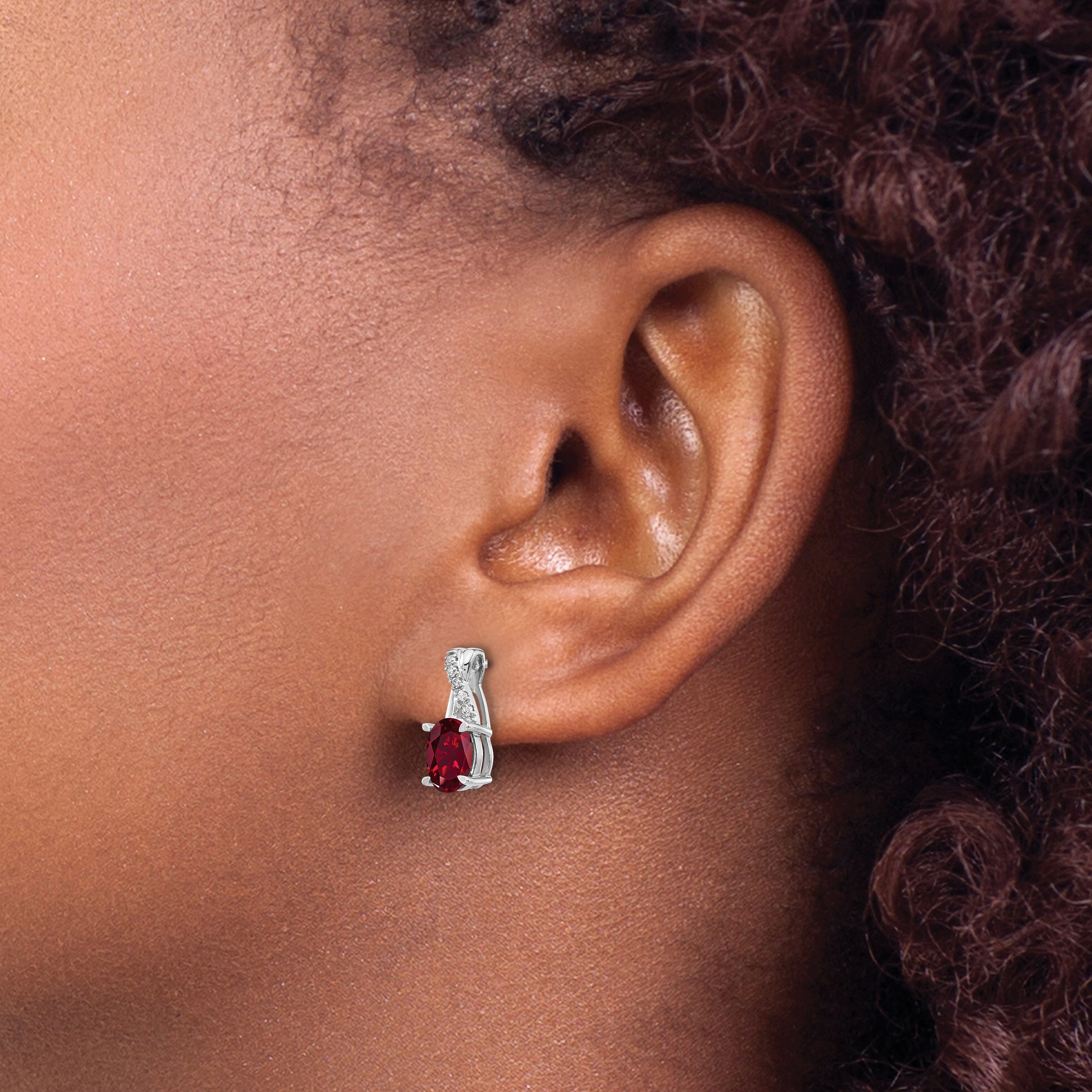 14k White Gold Ruby and Diamond Earrings (1.65 grams)