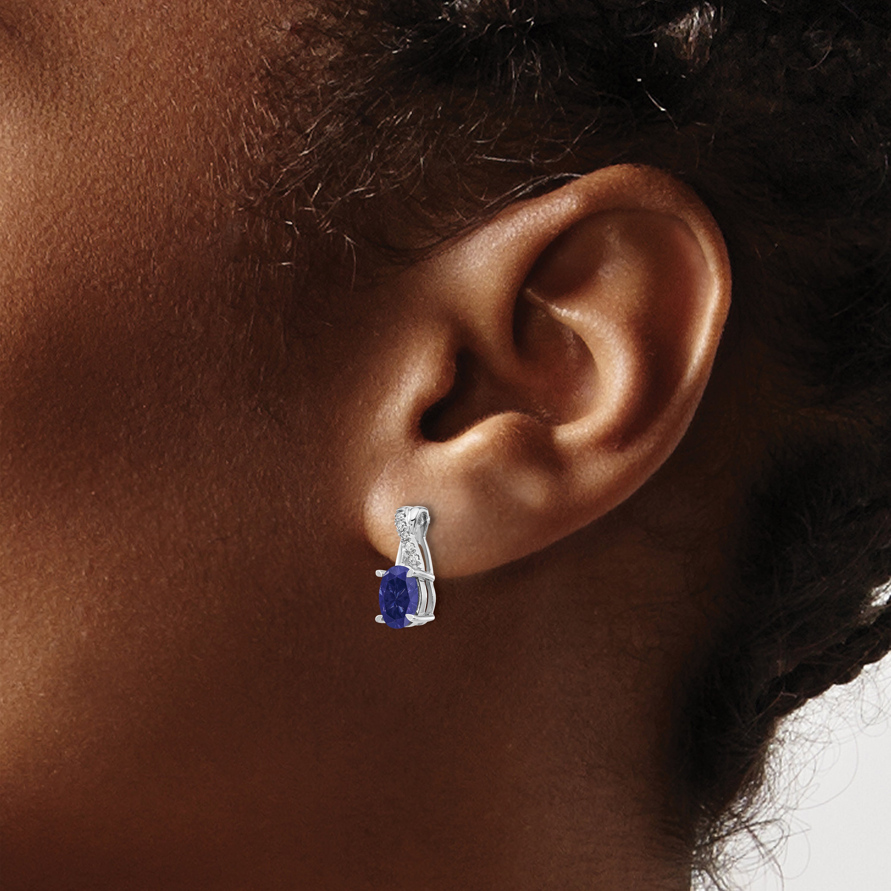 14k White Gold Sapphire and Diamond Earrings (1.65 grams)