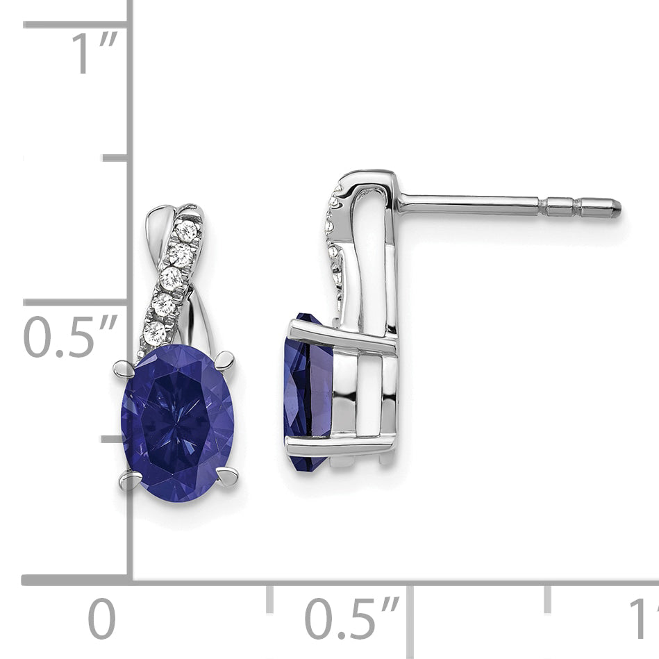 14k White Gold Sapphire and Diamond Earrings (1.65 grams)