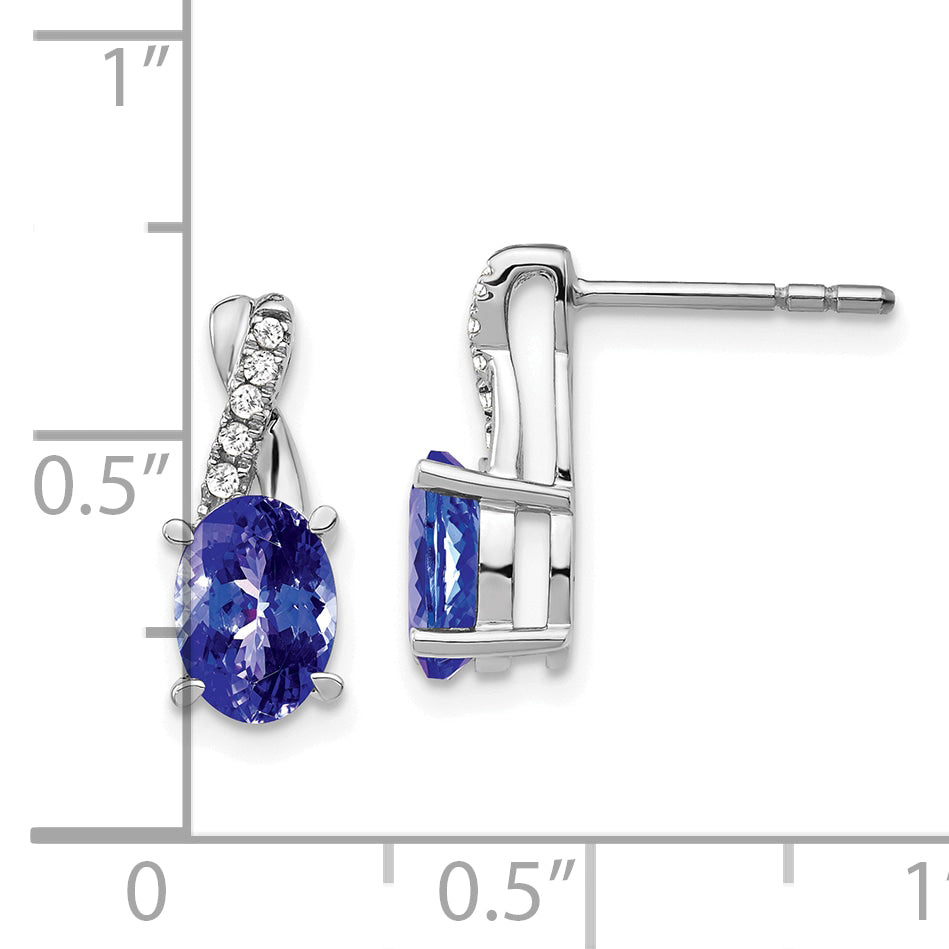 14k White Gold Tanzanite and Diamond Earrings (1.65 grams)