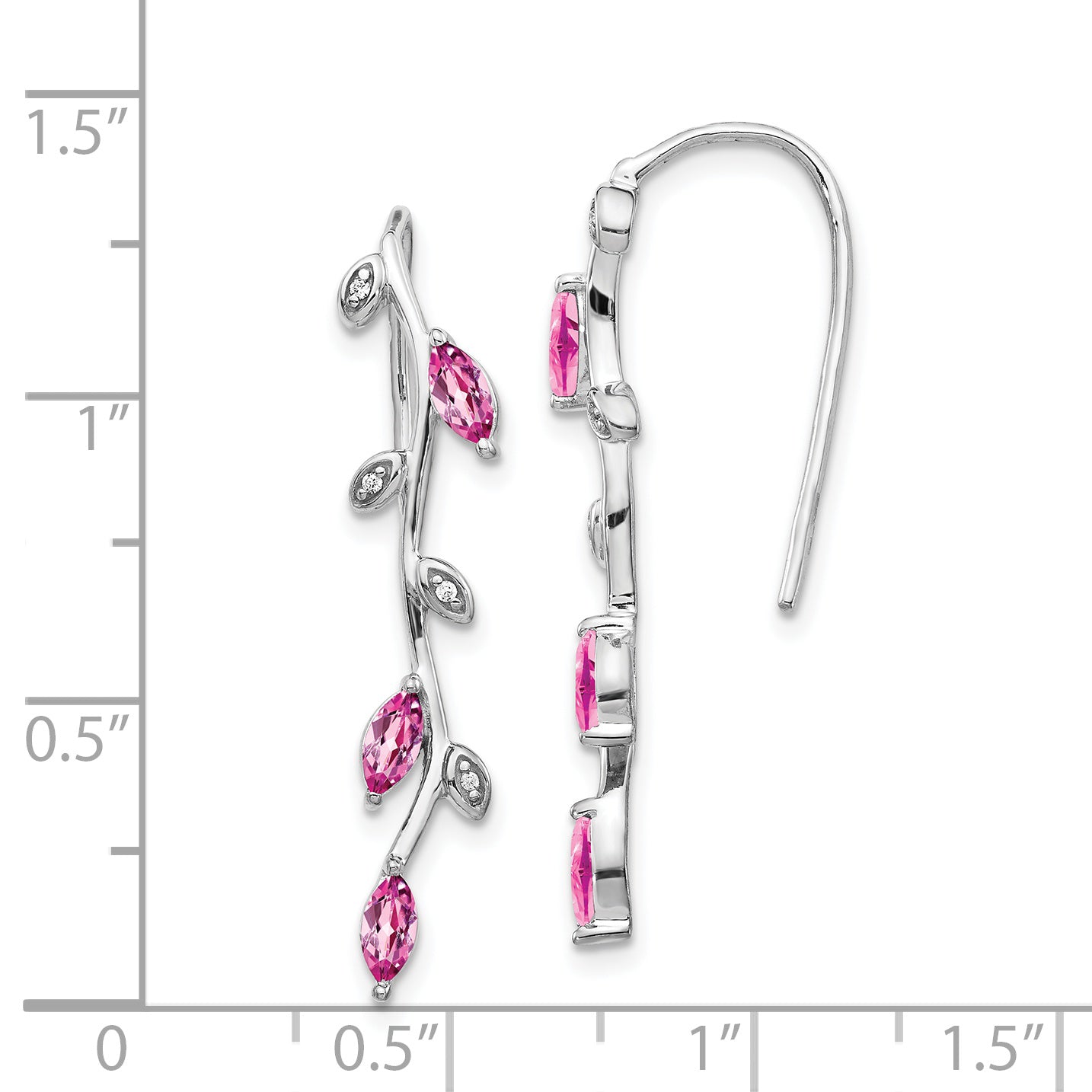 14k White Gold Diamond and Pink Sapphire Earrings (3.05 grams)