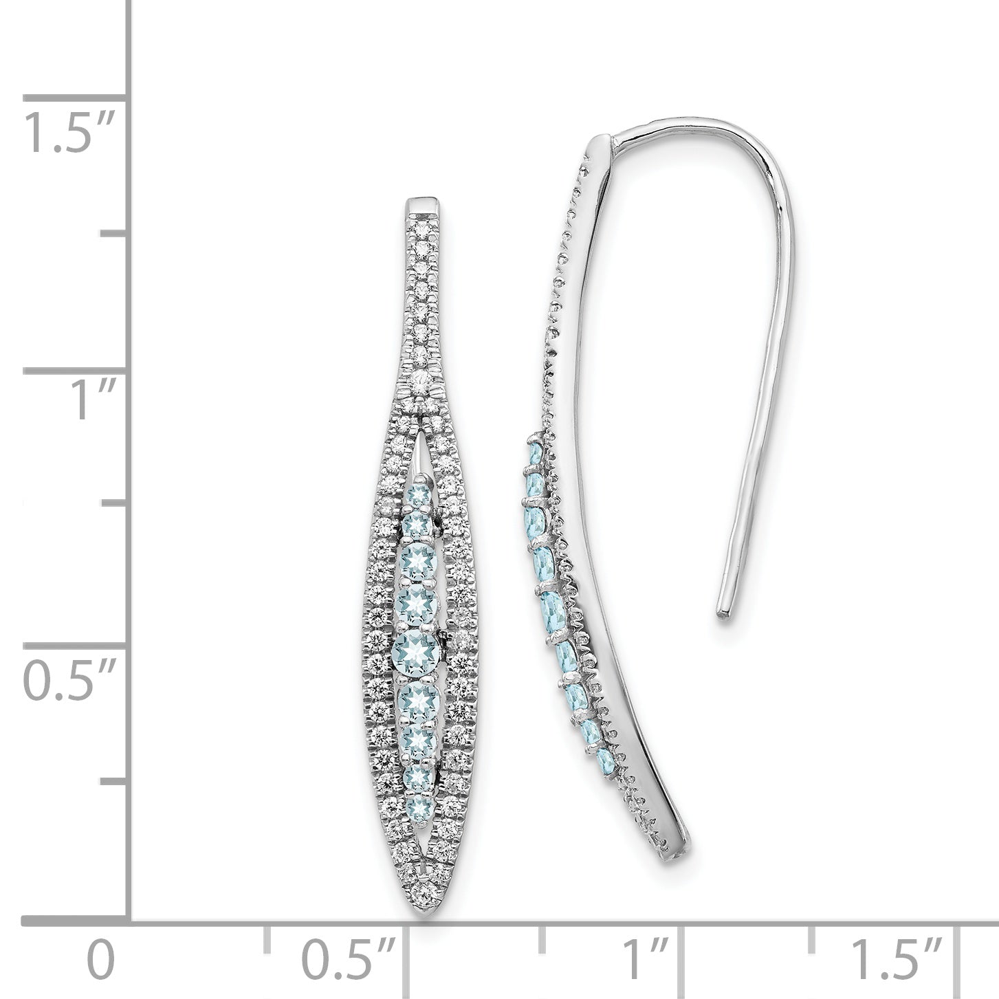 14k White Gold Diamond and Aquamarine Earrings (3.3 grams)