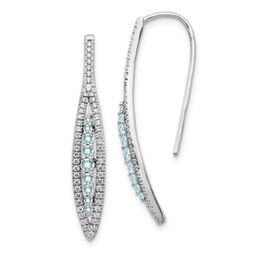 14k White Gold Diamond and Aquamarine Earrings (3.3 grams)