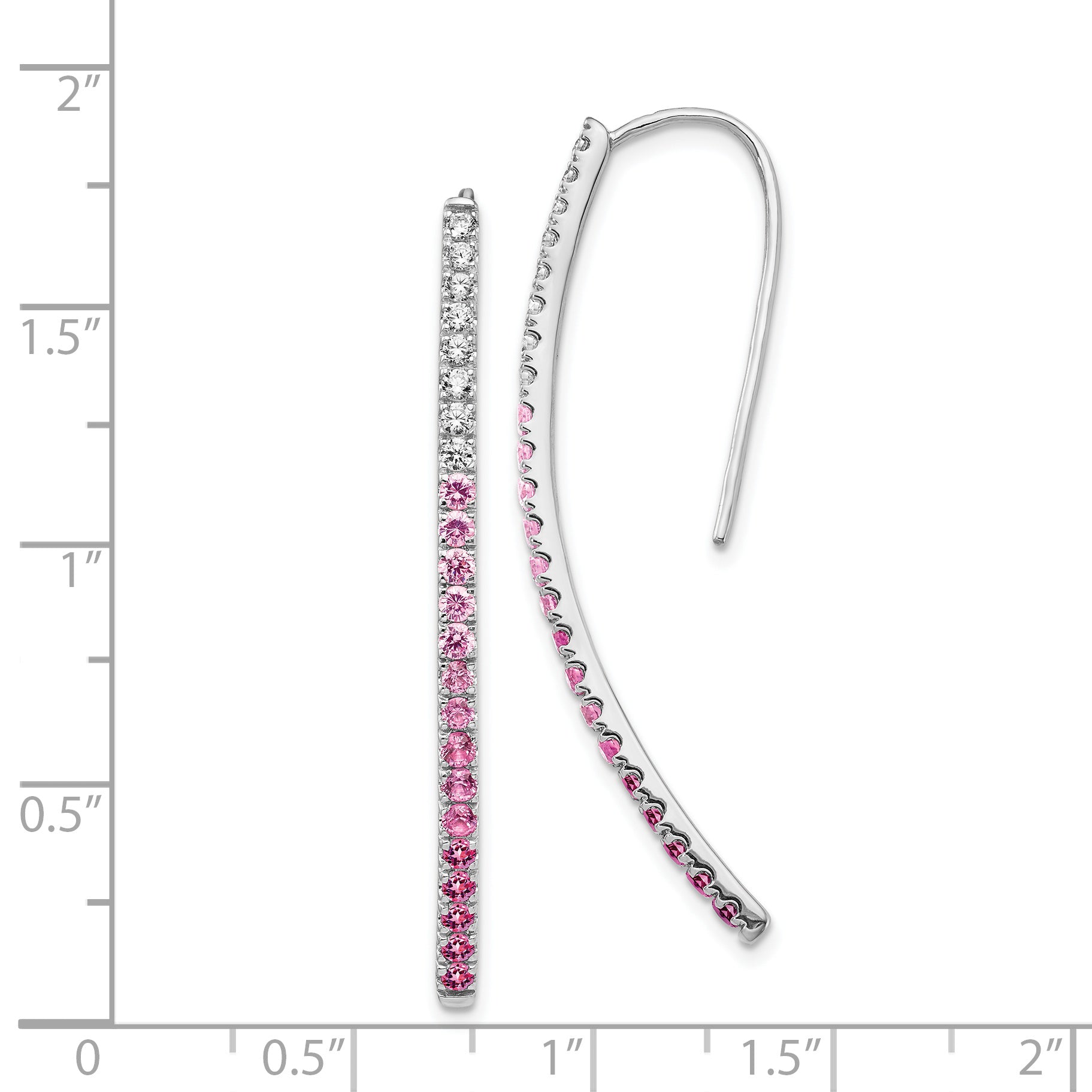 14k White Gold Diamond and Pink Sapphire Earrings (4.05 grams)