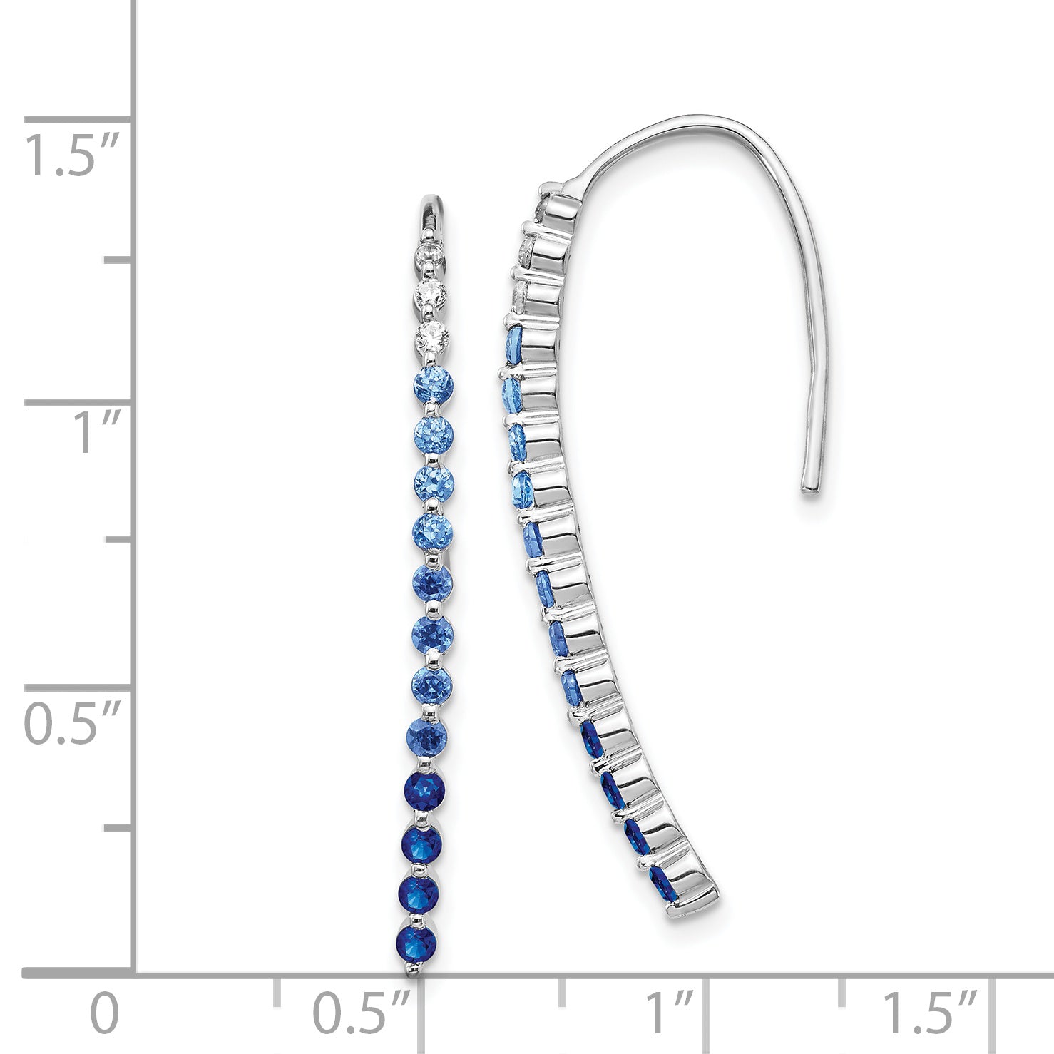 14k White Gold Diamond and Sapphire Earrings (2.35 grams)