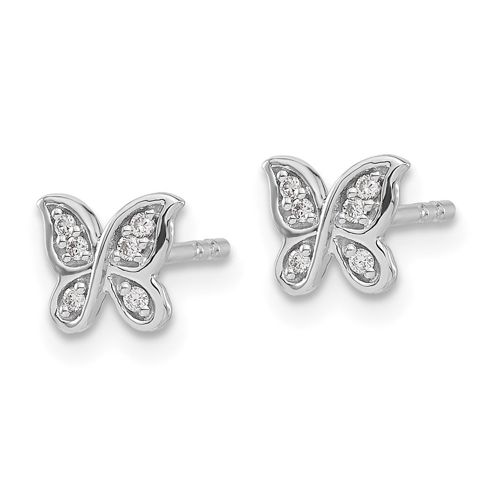 14k White Gold 6 mm Diamond Butterfly Post Earrings (1.23 grams)
