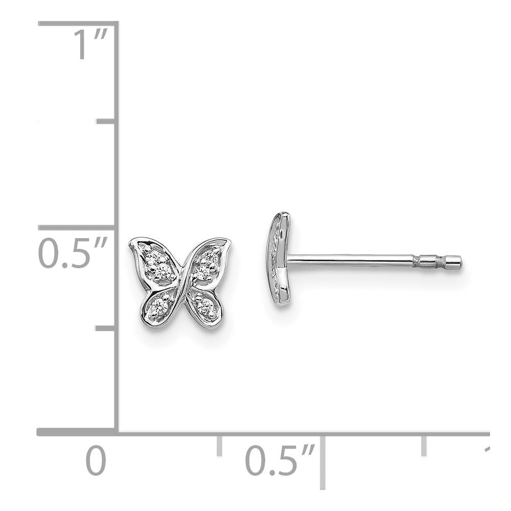 14k White Gold 6 mm Diamond Butterfly Post Earrings (1.23 grams)