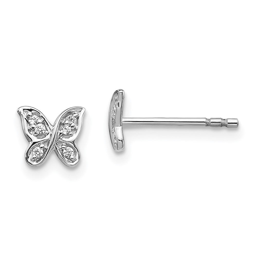 14k White Gold 6 mm Diamond Butterfly Post Earrings (1.23 grams)