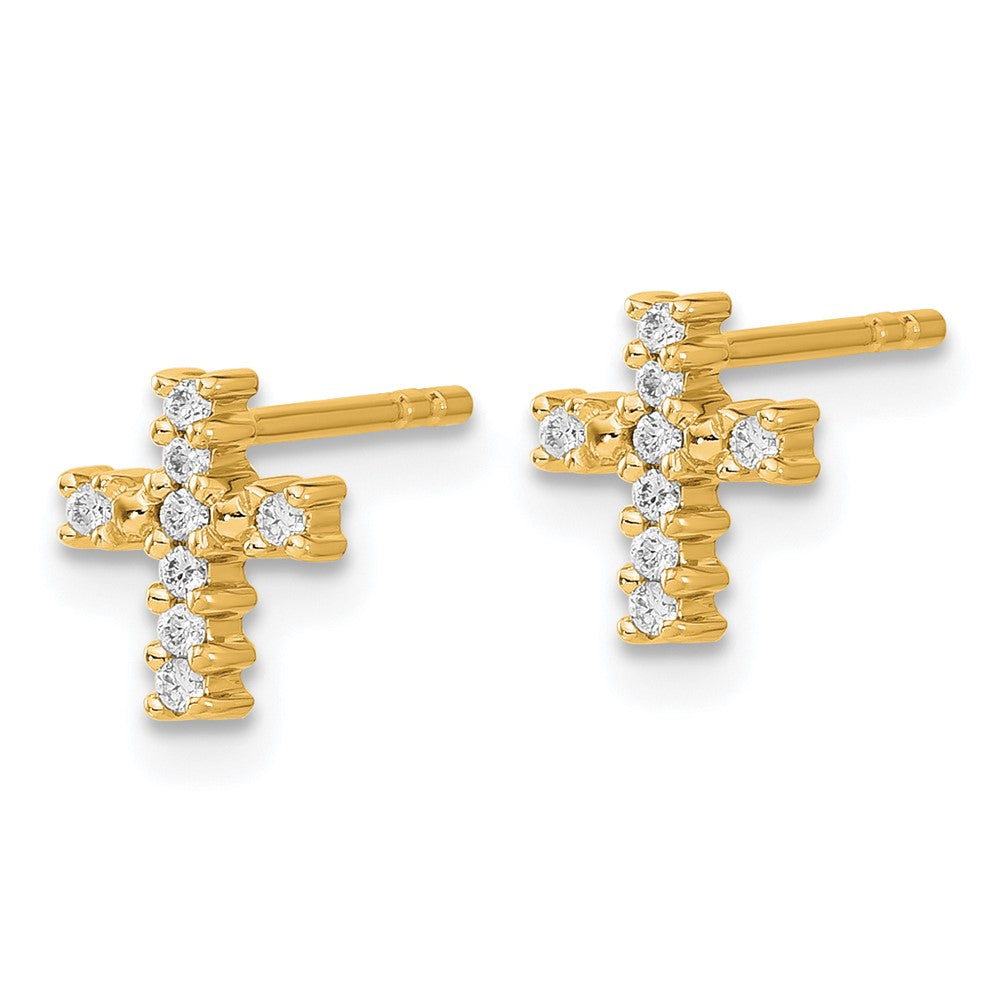 14k Yellow Gold 6 mm Gold Polished Diamond Cross Post Earrings (1.14 grams)