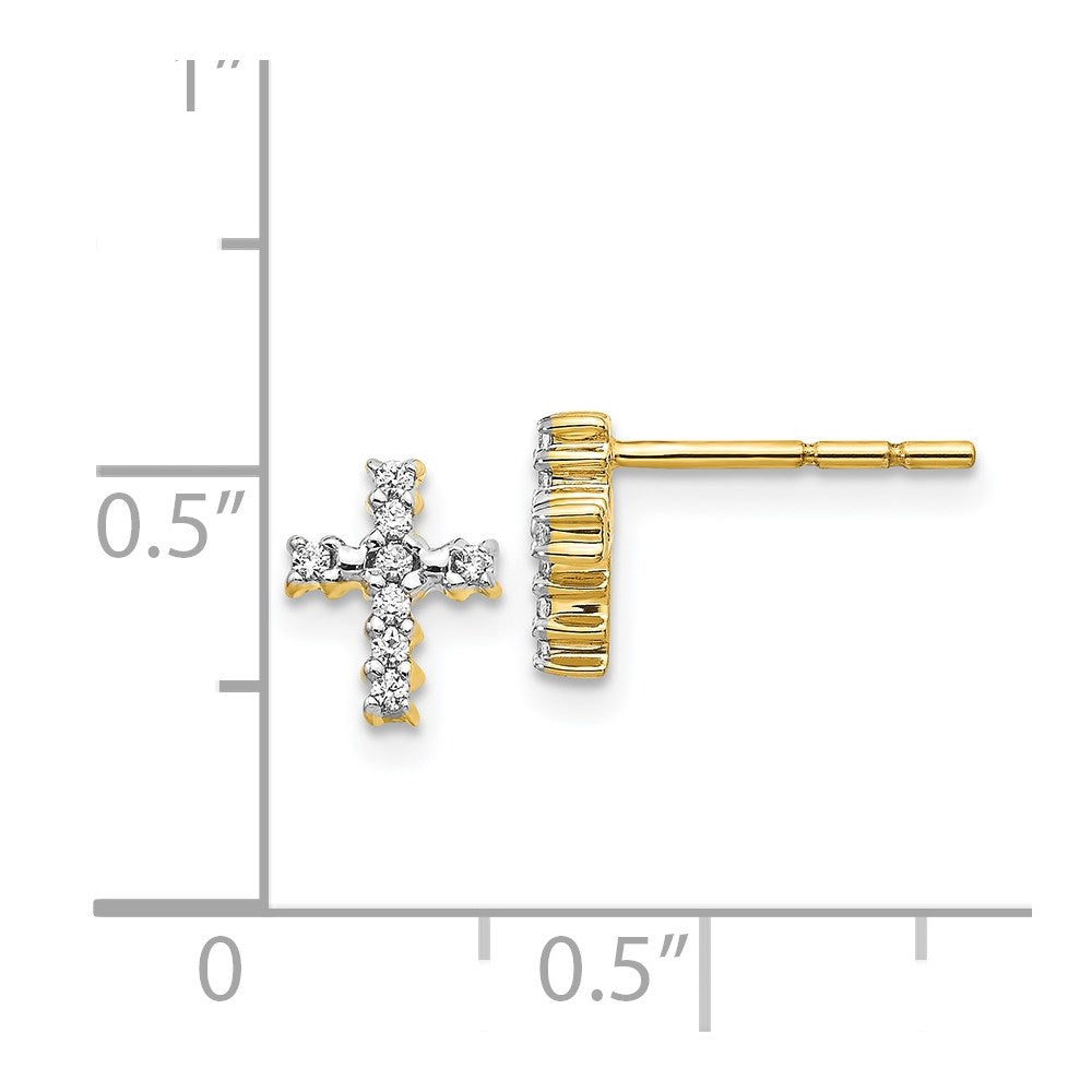 14k Yellow Gold 6 mm Gold Polished Diamond Cross Post Earrings (1.14 grams)