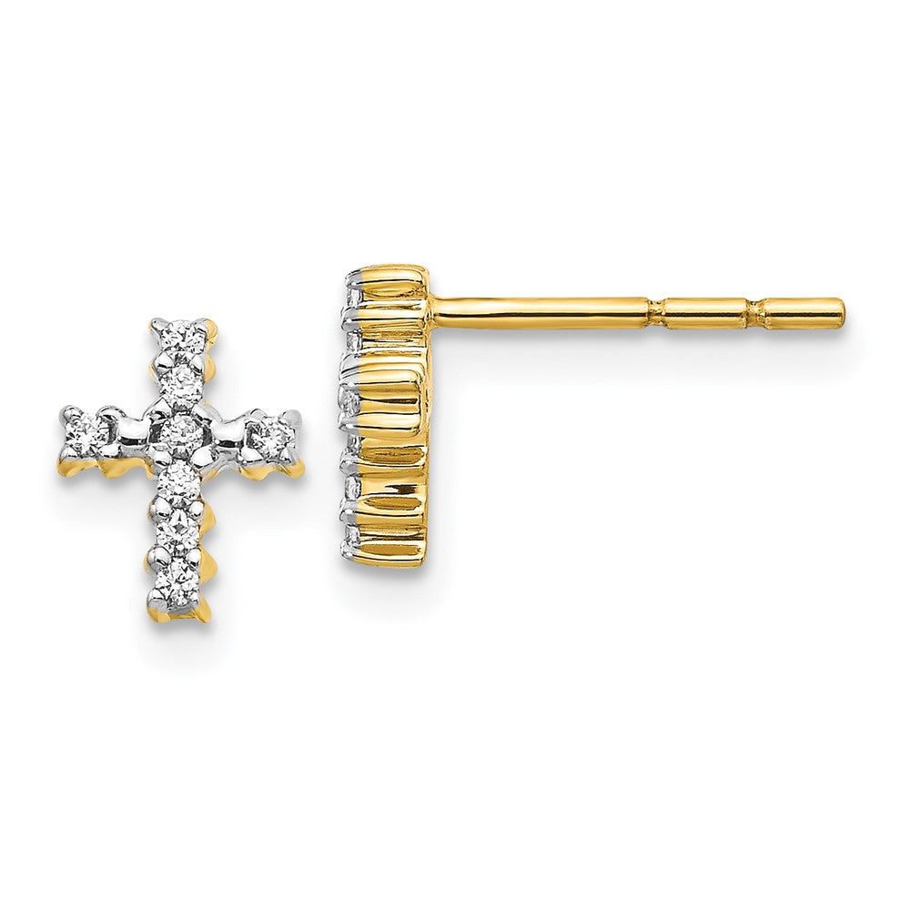 14k Yellow Gold 6 mm Gold Polished Diamond Cross Post Earrings (1.14 grams)