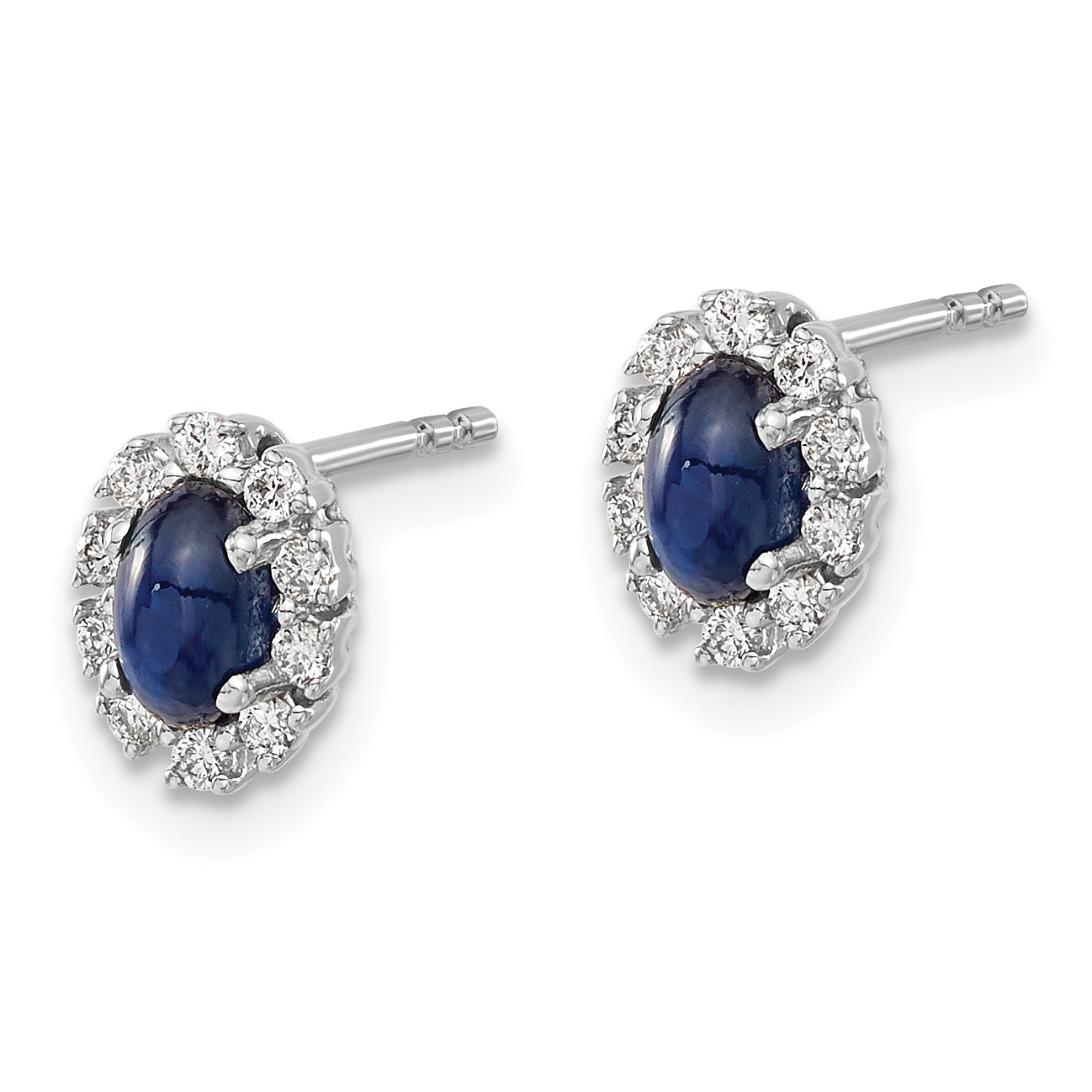 14k White Gold Diamond and Sapphire Oval Halo Earrings (1.12 grams)