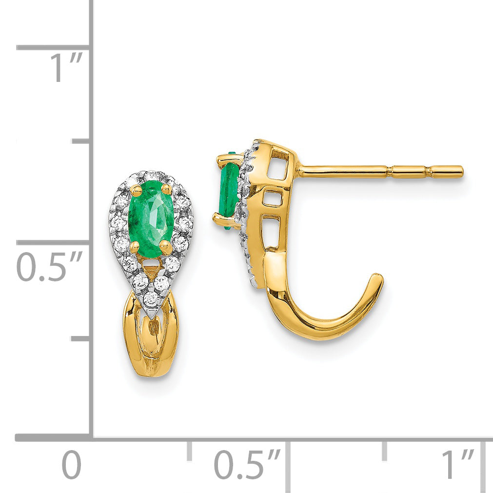 14k 1/8Ct Diamond and Emerald Earrings (2.3 grams)