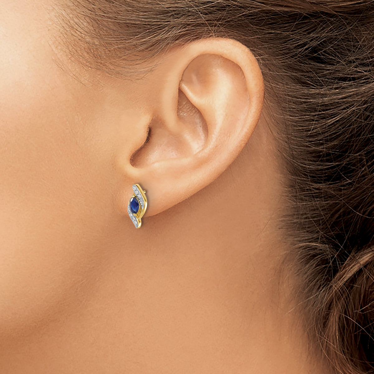 14k Yellow Gold Diamond and Sapphire Earrings (1.72 grams)