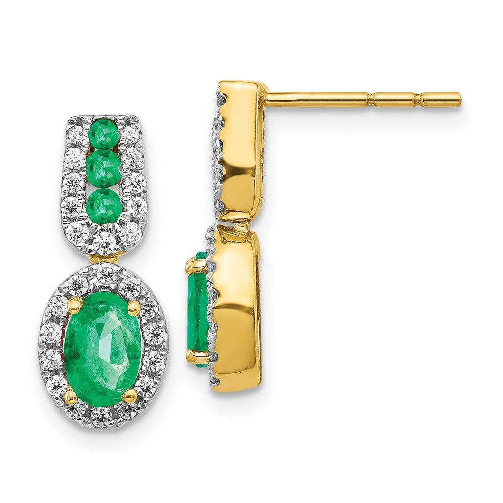 14k 1/3Ct Diamond and Emerald Earrings (2.8 grams)